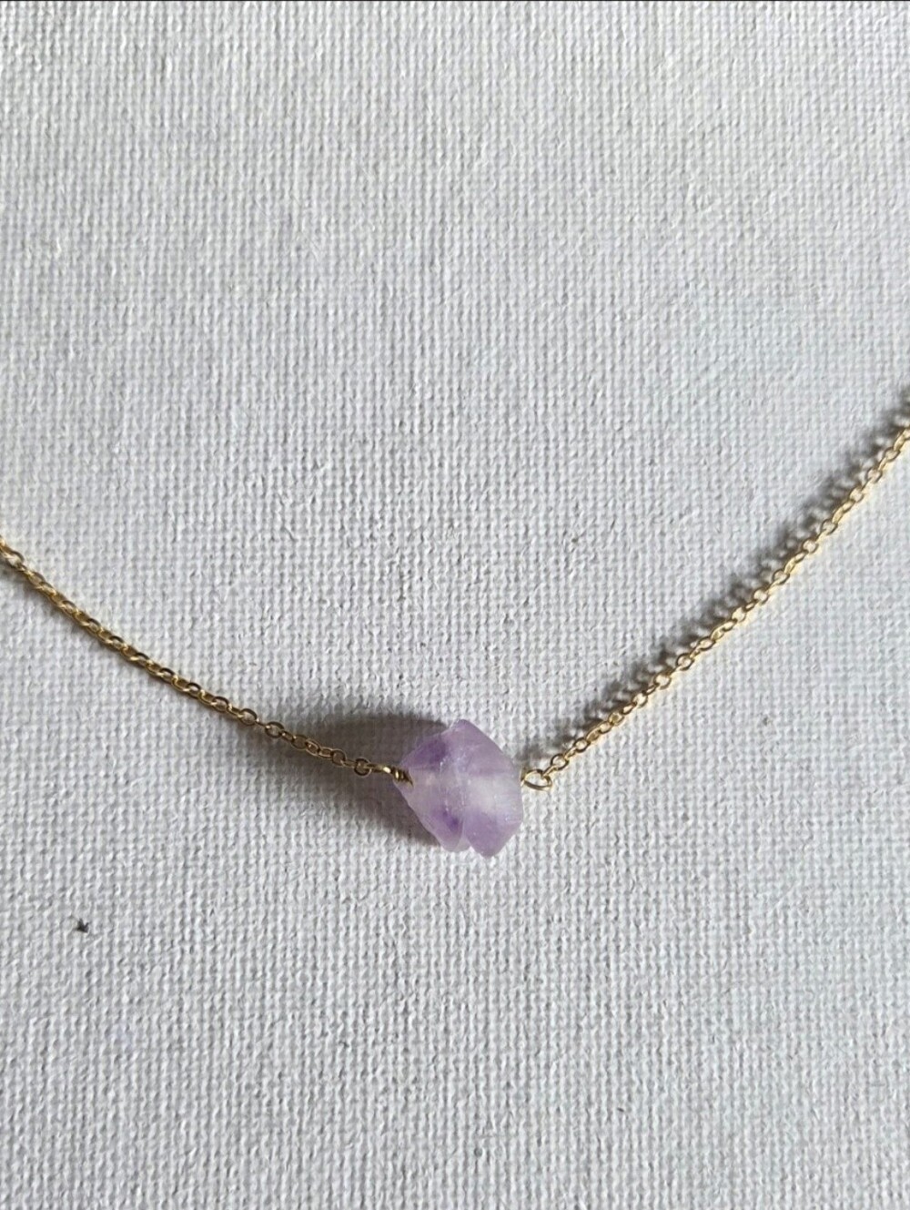 Dainty Raw Amethyst Stoke On 16k Gold Chain
